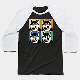 Pop Retro Akita Art Painting - Cute Puppy Baseball T-Shirt